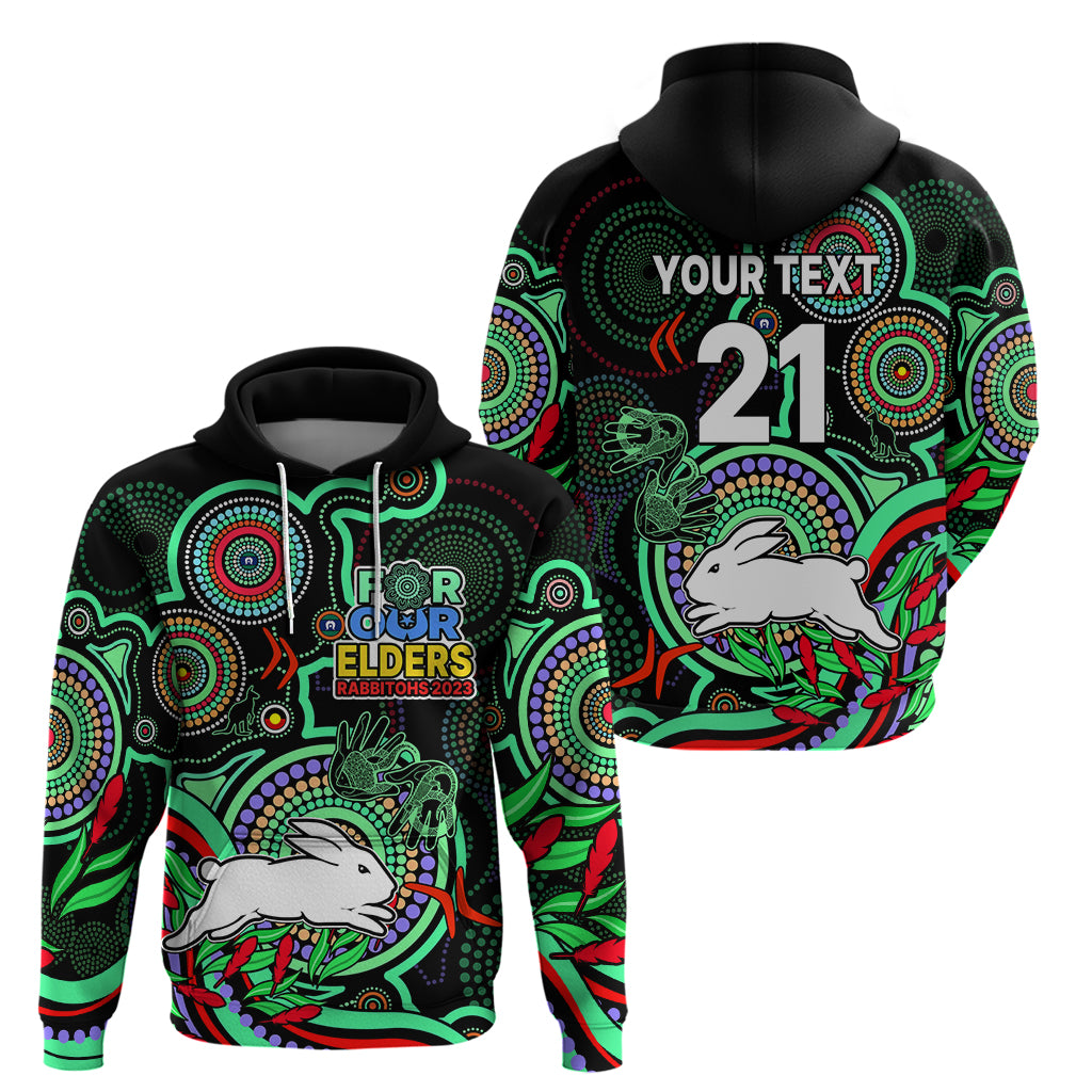 (Custom Text And Number) NAIDOC 2023 Rabbitohs Rugby Hoodie The Bunnies Indigenous Tribal LT9 - Vibe Hoodie Shop