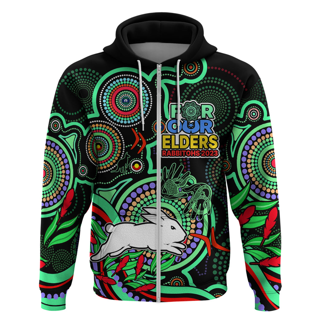 (Custom Text And Number) NAIDOC 2023 Rabbitohs Rugby Hoodie The Bunnies Indigenous Tribal LT9 - Vibe Hoodie Shop
