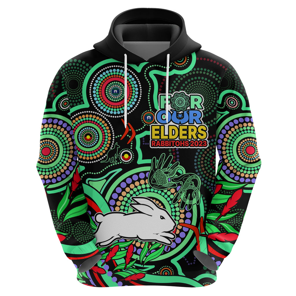 (Custom Text And Number) NAIDOC 2023 Rabbitohs Rugby Hoodie The Bunnies Indigenous Tribal LT9 - Vibe Hoodie Shop