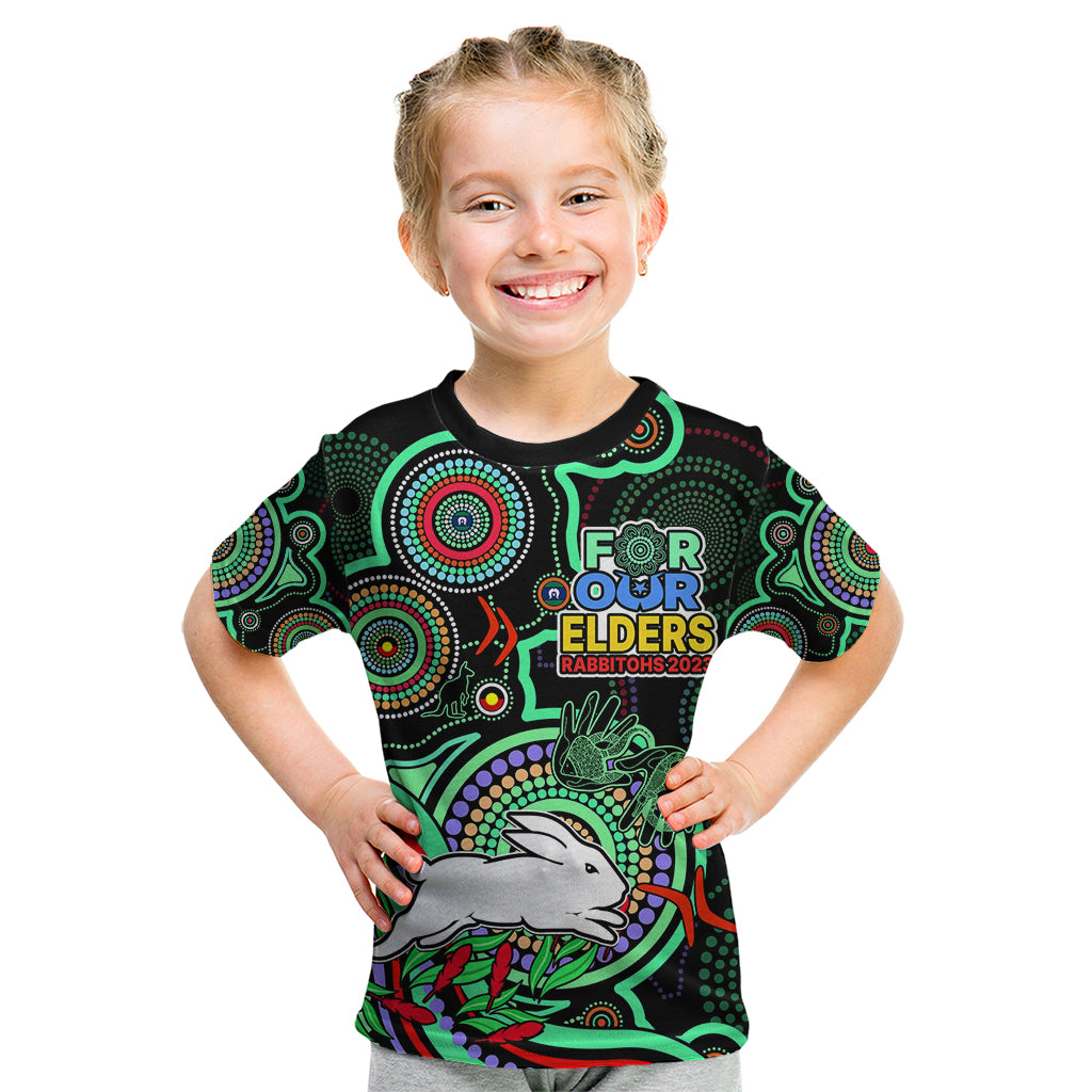 (Custom Text And Number) NAIDOC 2023 Rabbitohs Rugby Kid T Shirt The Bunnies Indigenous Tribal - Vibe Hoodie Shop