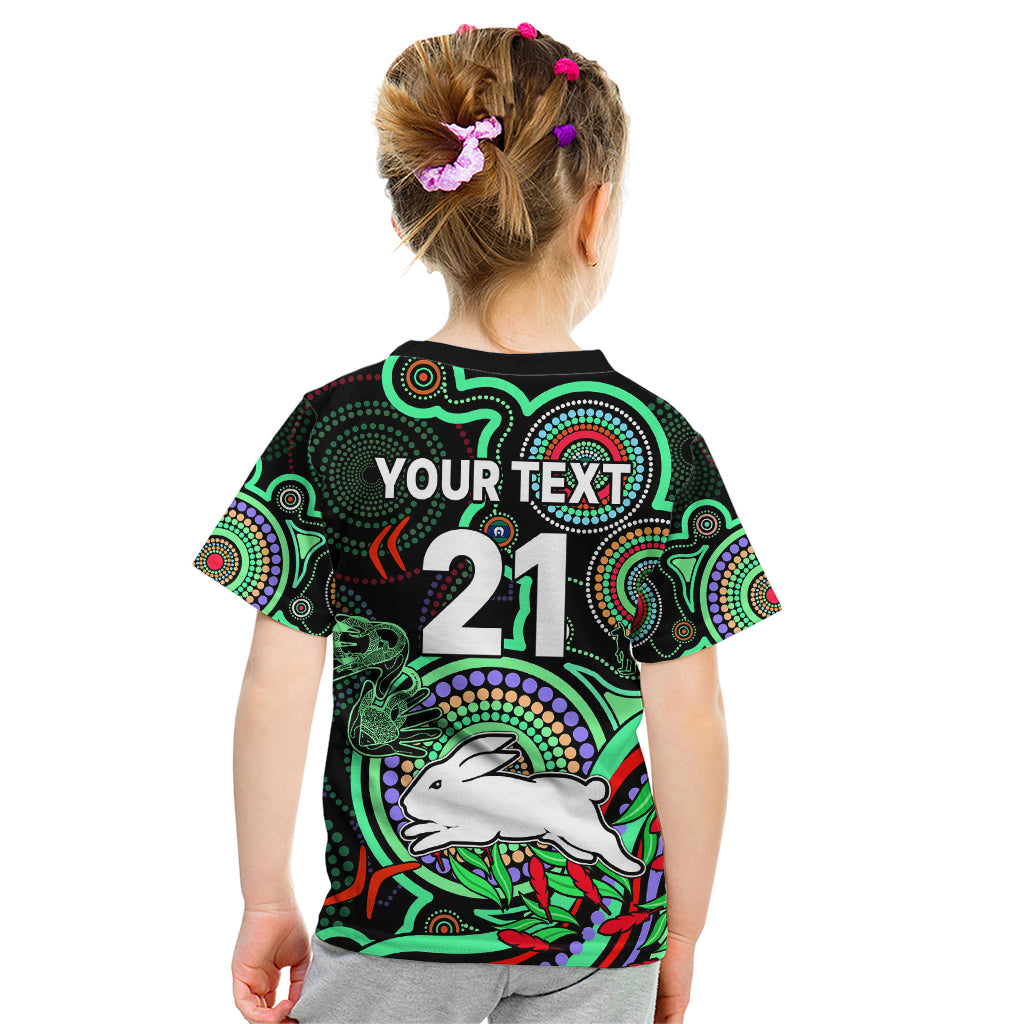 (Custom Text And Number) NAIDOC 2023 Rabbitohs Rugby Kid T Shirt The Bunnies Indigenous Tribal - Vibe Hoodie Shop