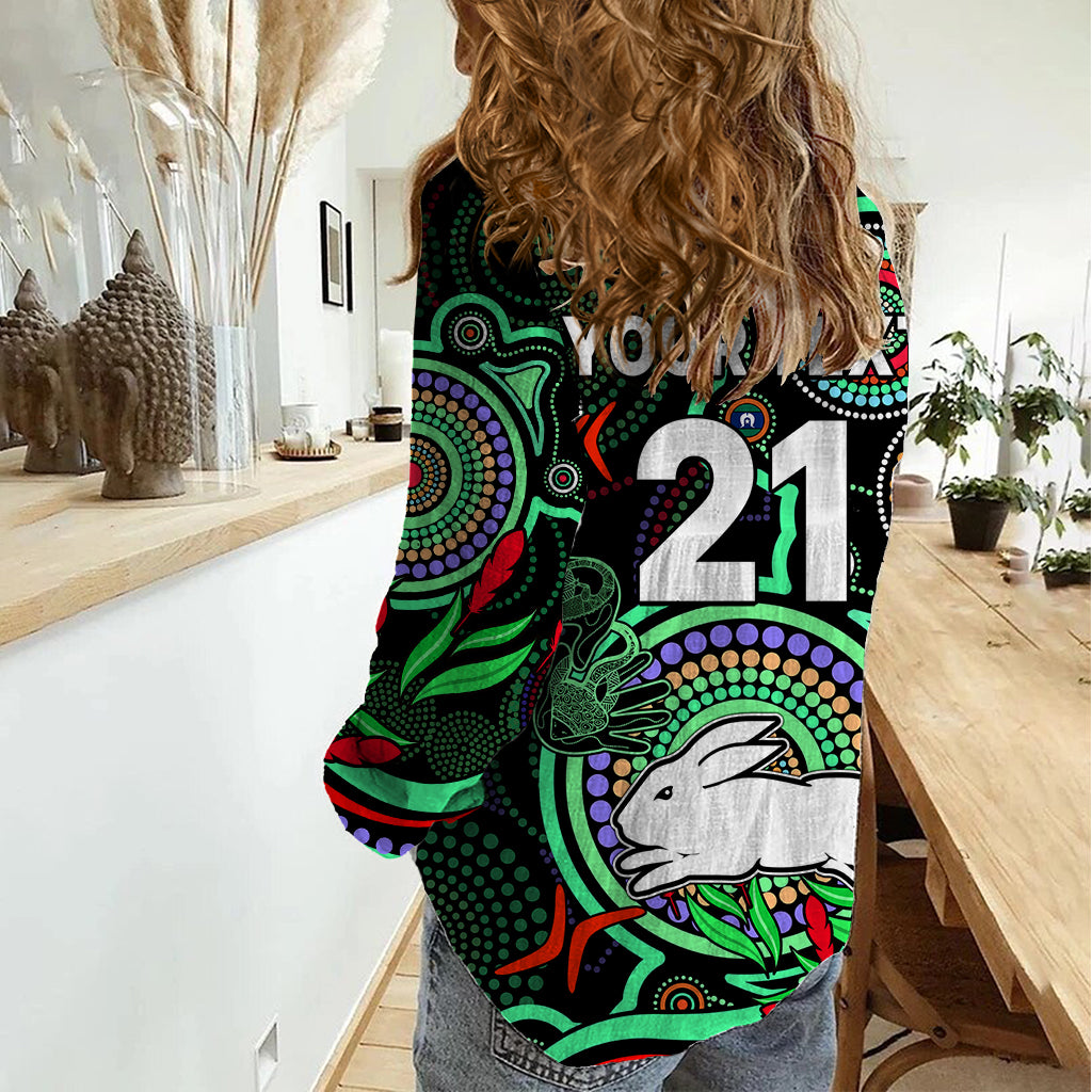 (Custom Text And Number) NAIDOC 2023 Rabbitohs Rugby Women Casual Shirt The Bunnies Indigenous Tribal - Vibe Hoodie Shop