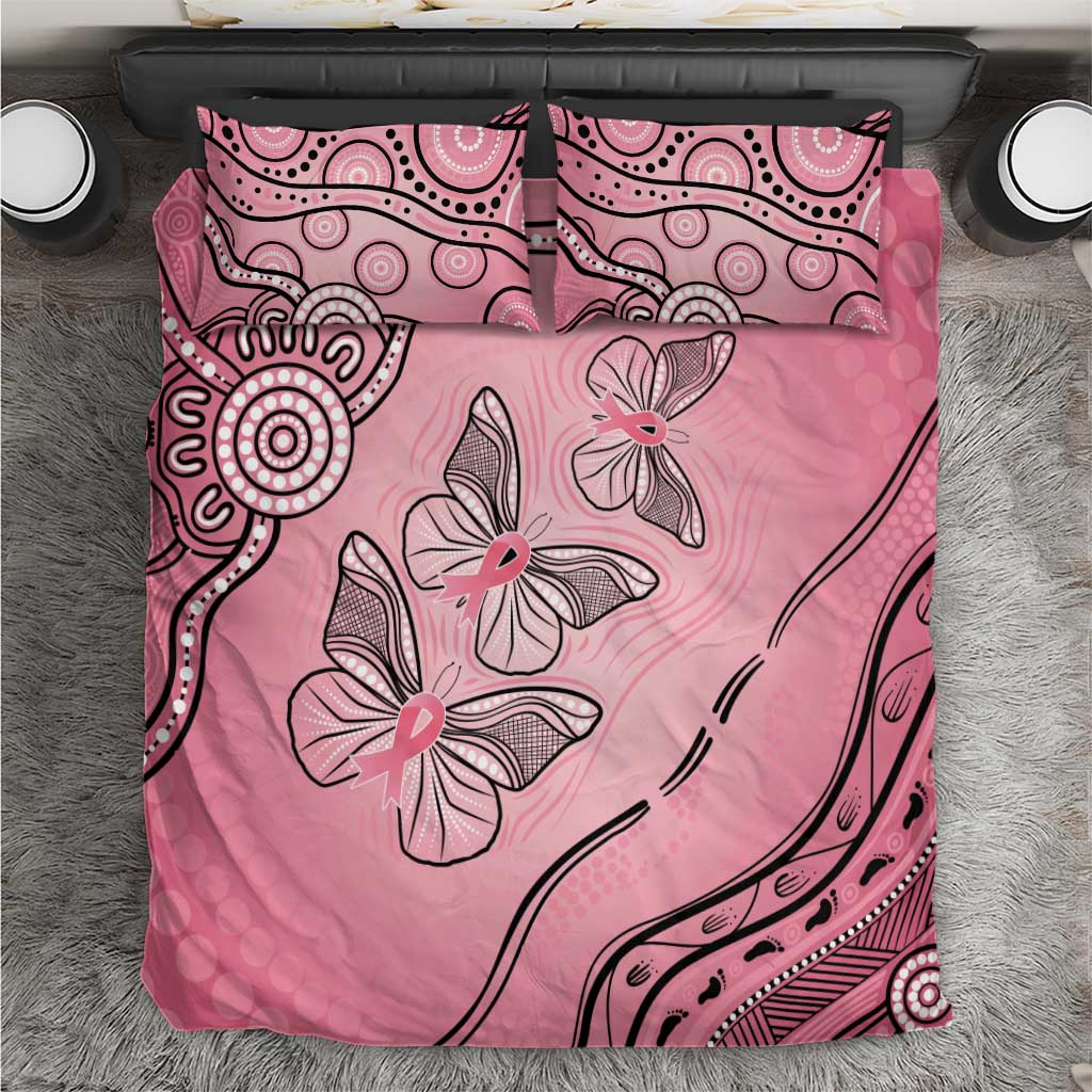Pink Aboriginal Butterfly Ribbon Cancer Bedding Set - Vibe Hoodie Shop
