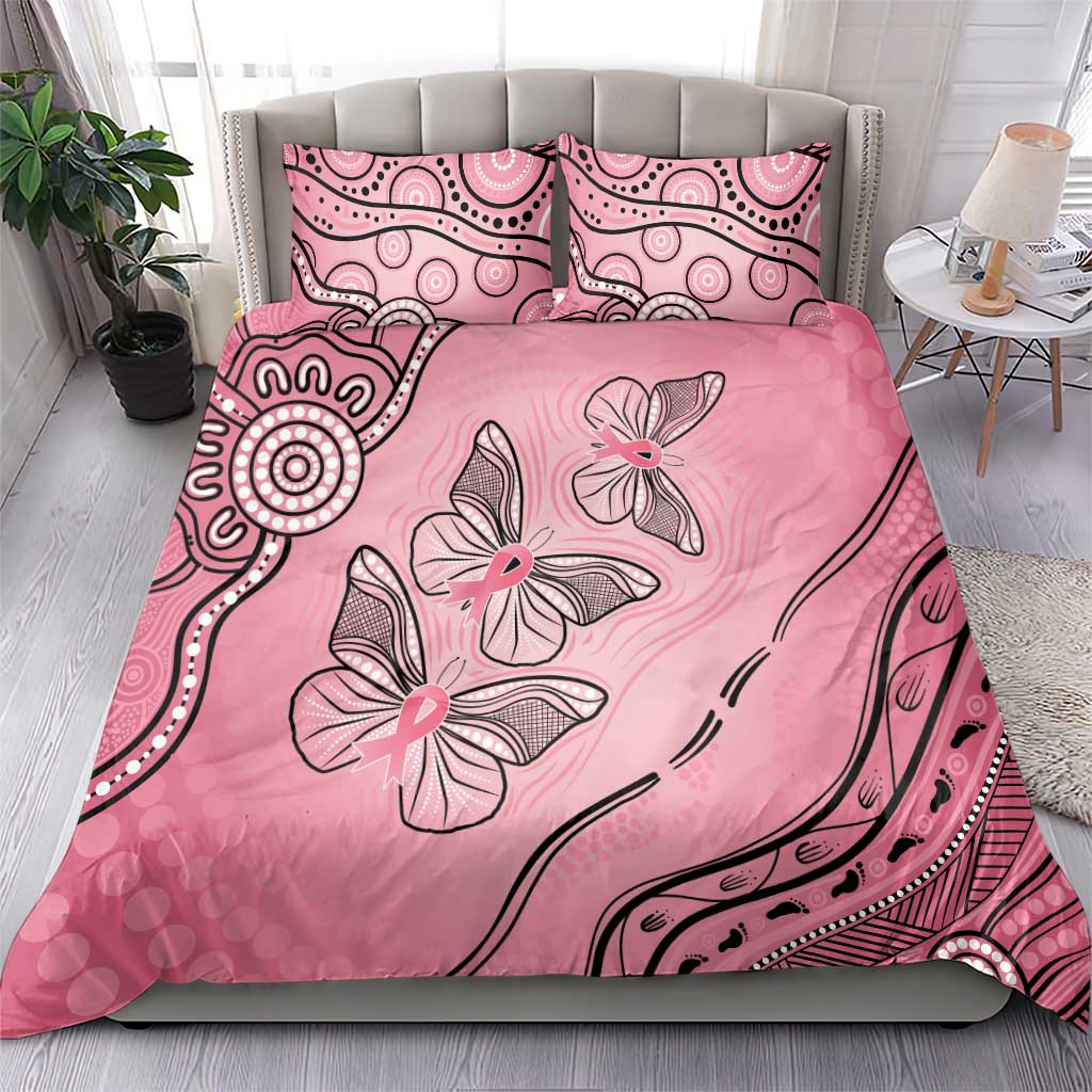 Pink Aboriginal Butterfly Ribbon Cancer Bedding Set - Vibe Hoodie Shop