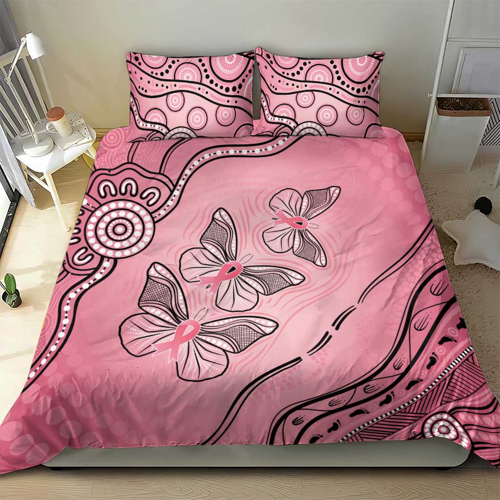 Pink Aboriginal Butterfly Ribbon Cancer Bedding Set - Vibe Hoodie Shop