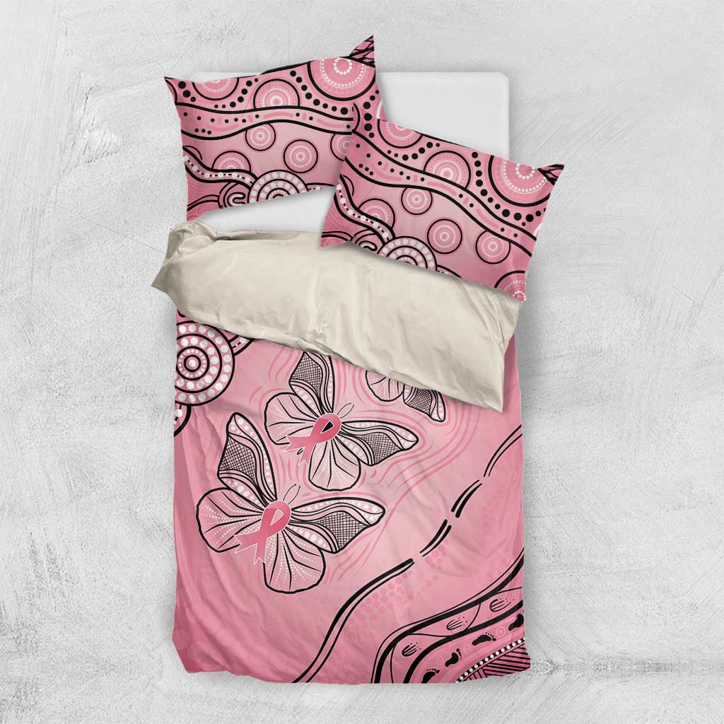 Pink Aboriginal Butterfly Ribbon Cancer Bedding Set - Vibe Hoodie Shop
