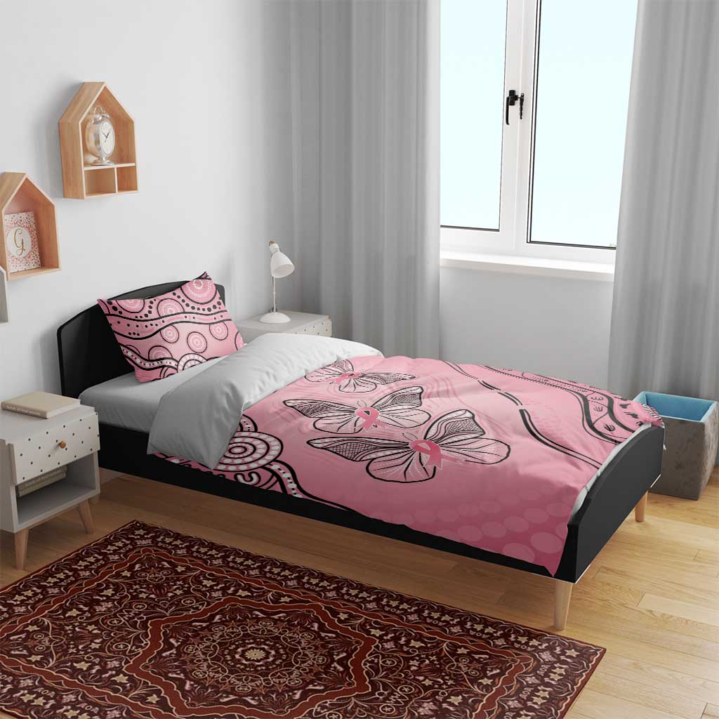 Pink Aboriginal Butterfly Ribbon Cancer Bedding Set - Vibe Hoodie Shop