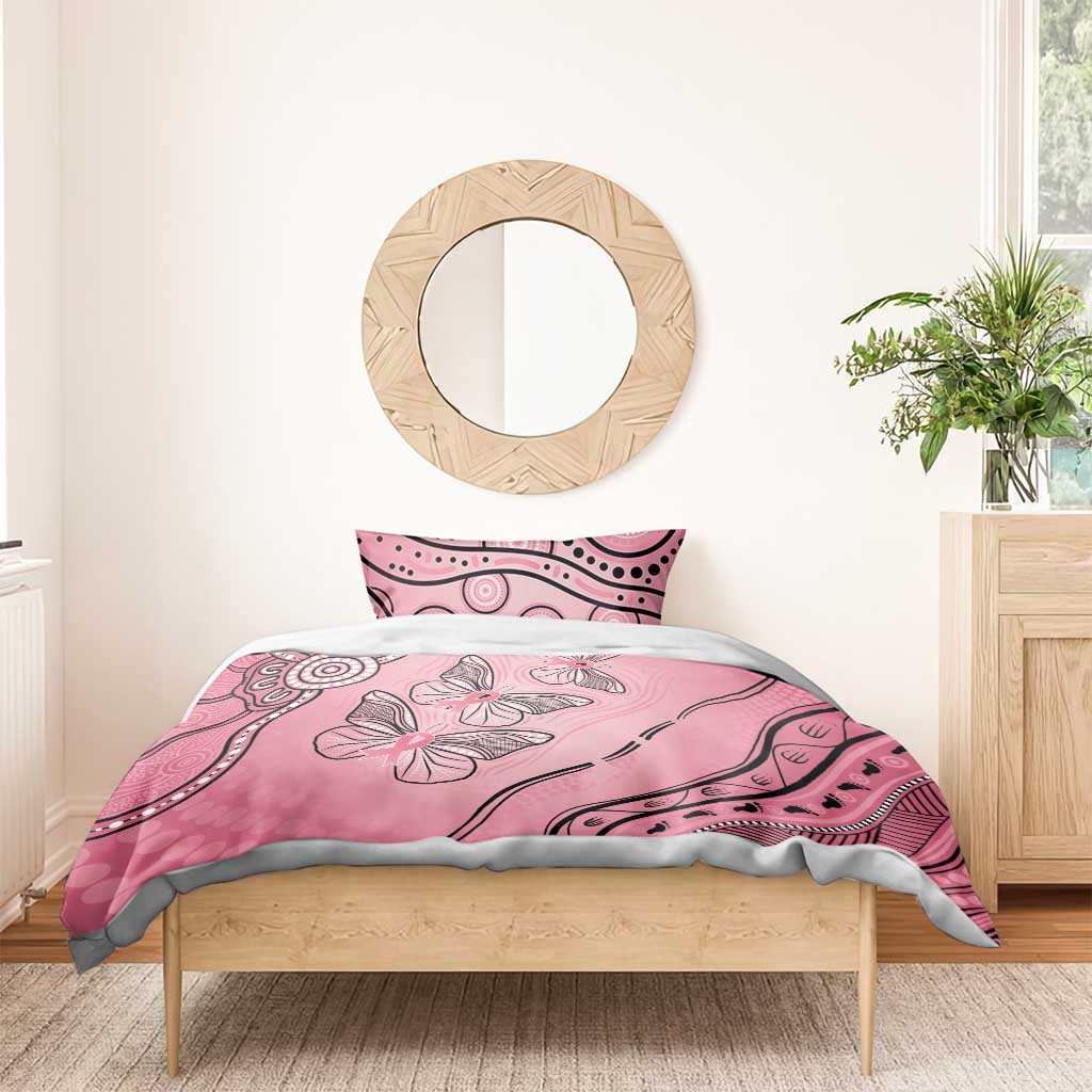 Pink Aboriginal Butterfly Ribbon Cancer Bedding Set - Vibe Hoodie Shop