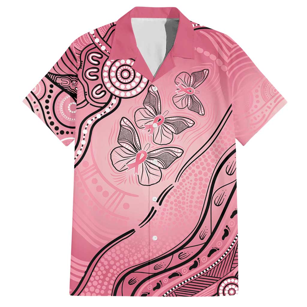 Pink Aboriginal Butterfly Ribbon Cancer Hawaiian Shirt - Vibe Hoodie Shop