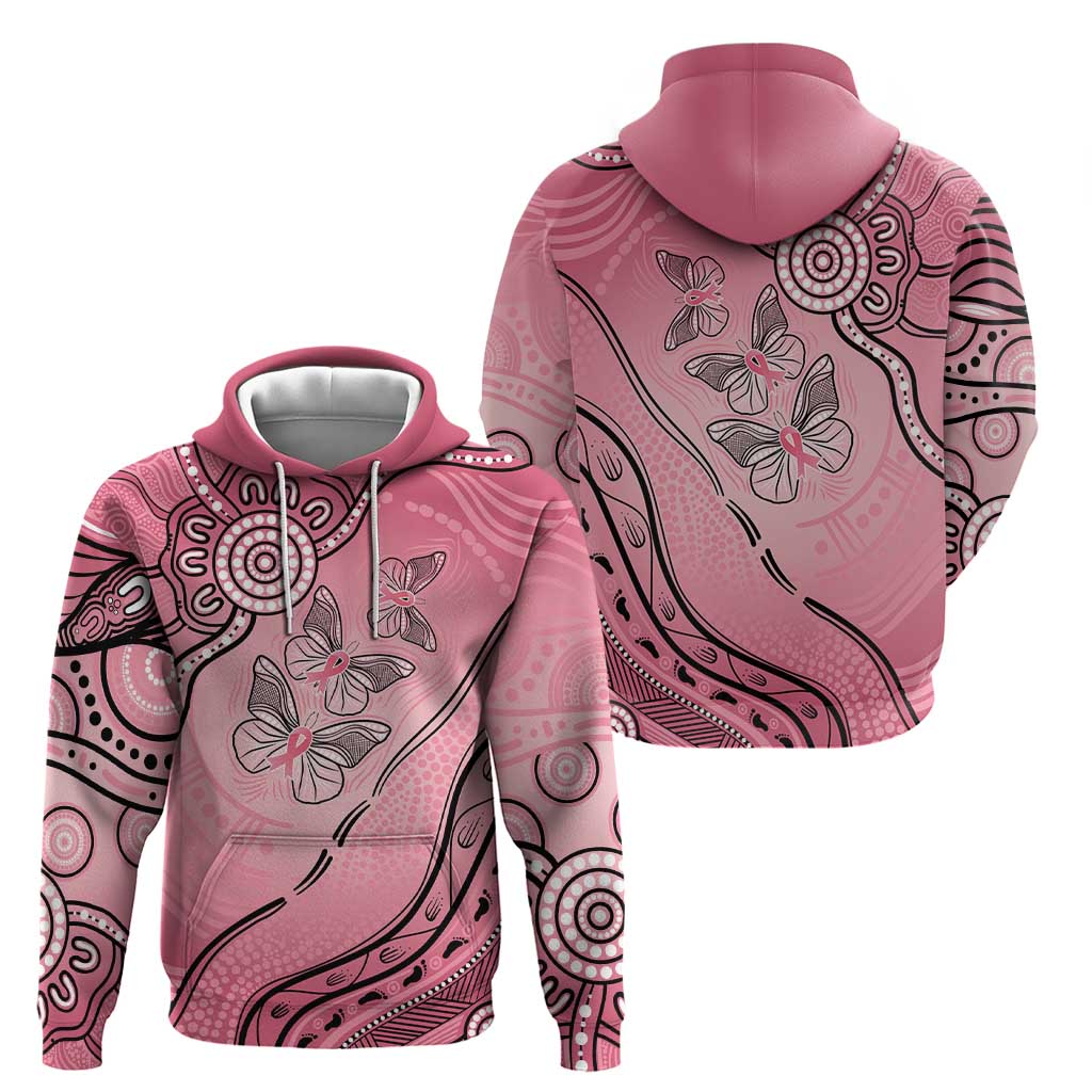 Pink Aboriginal Butterfly Ribbon Cancer Hoodie LT9 - Vibe Hoodie Shop