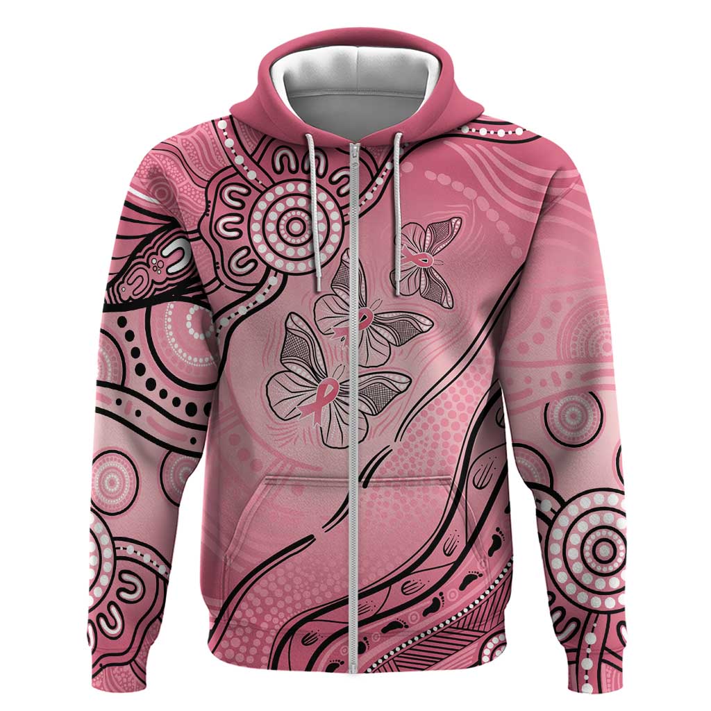 Pink Aboriginal Butterfly Ribbon Cancer Hoodie LT9 - Vibe Hoodie Shop