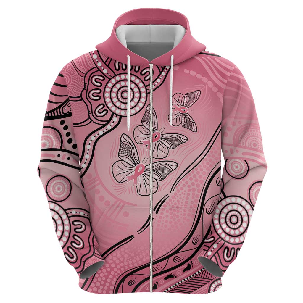 Pink Aboriginal Butterfly Ribbon Cancer Hoodie LT9 - Vibe Hoodie Shop