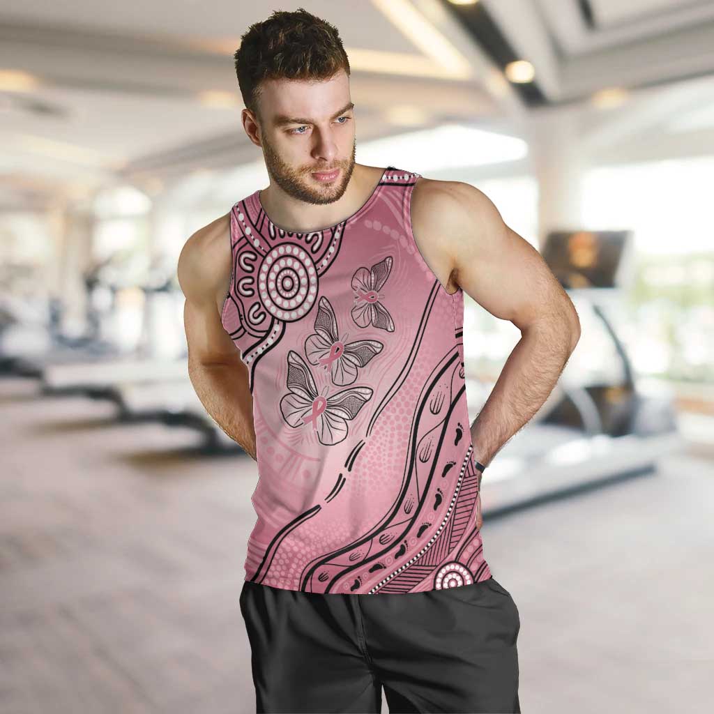 Pink Aboriginal Butterfly Ribbon Cancer Men Tank Top - Vibe Hoodie Shop