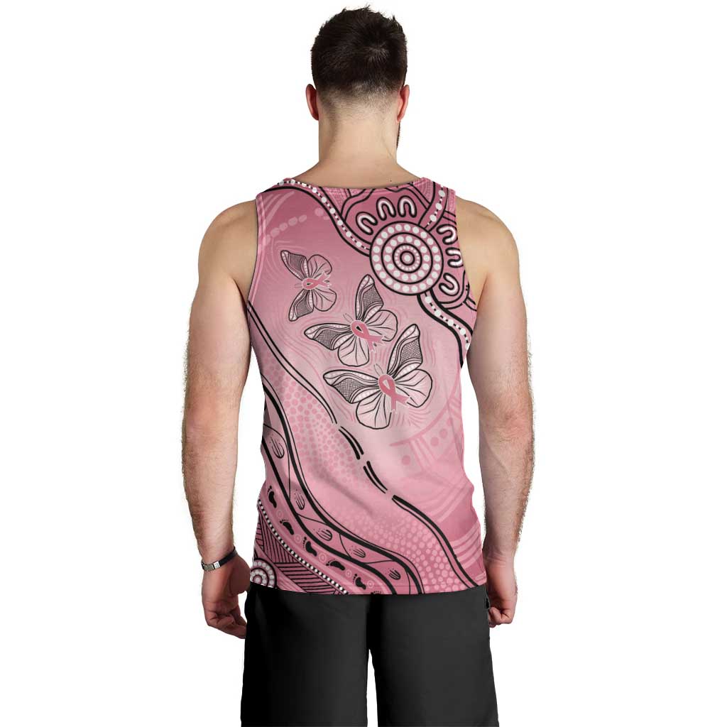 Pink Aboriginal Butterfly Ribbon Cancer Men Tank Top - Vibe Hoodie Shop