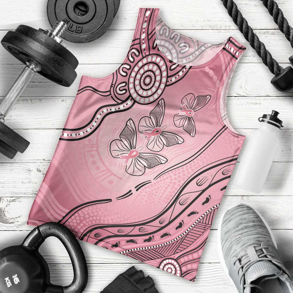 Pink Aboriginal Butterfly Ribbon Cancer Men Tank Top - Vibe Hoodie Shop