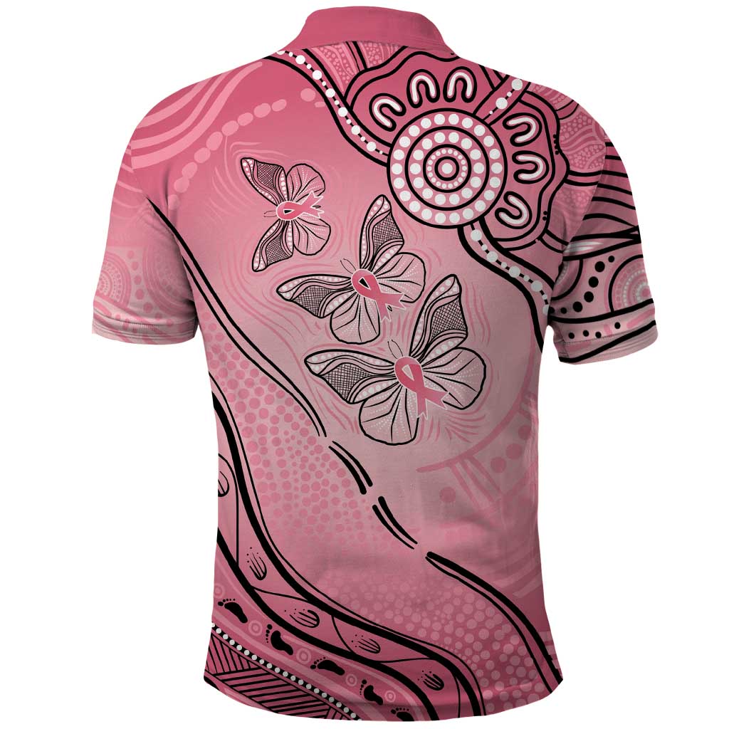Pink Aboriginal Butterfly Ribbon Cancer Polo Shirt LT9 - Vibe Hoodie Shop
