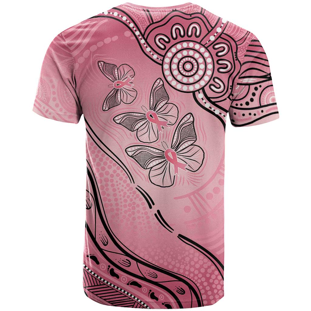 Pink Aboriginal Butterfly Ribbon Cancer T Shirt LT9 - Vibe Hoodie Shop