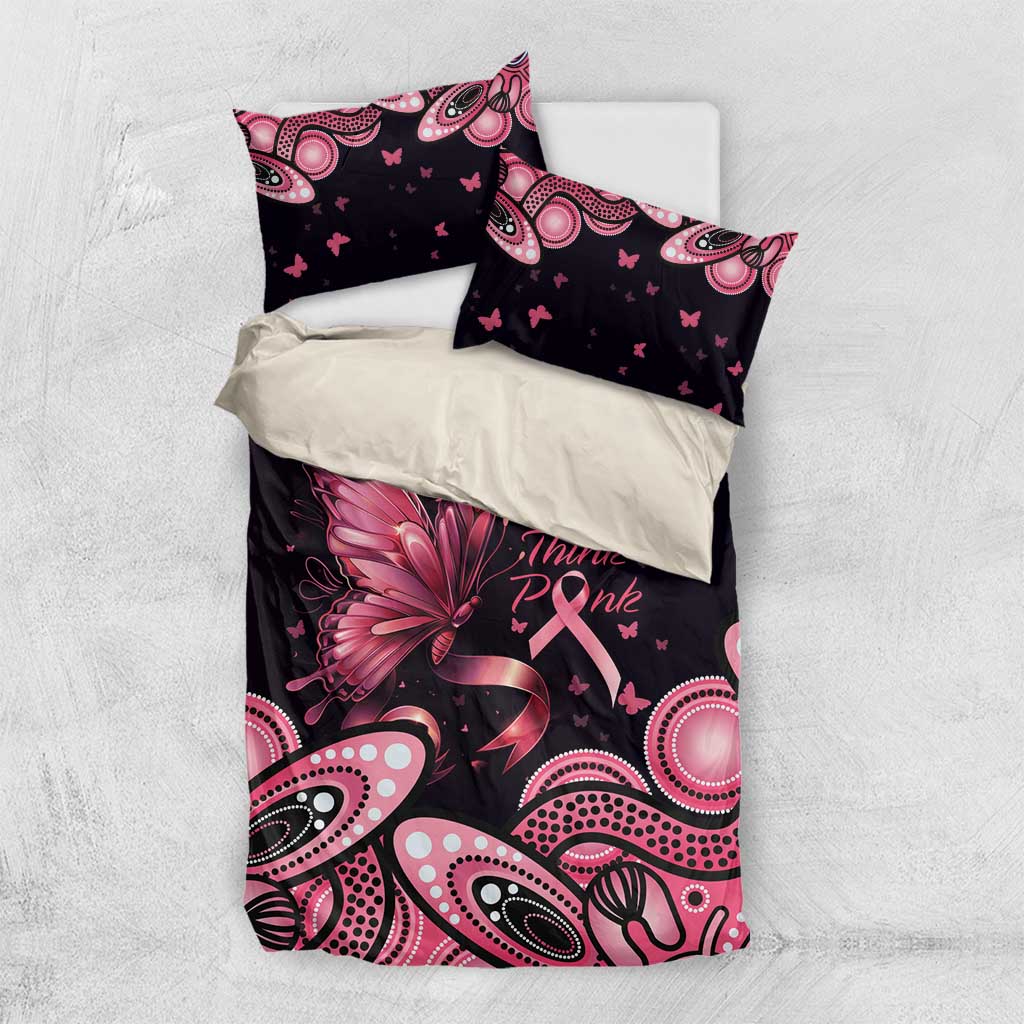 Think Pink Butterfly Ribbon Aboriginal Art Bedding Set - Vibe Hoodie Shop