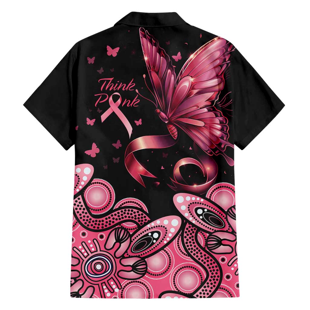 Think Pink Butterfly Ribbon Aboriginal Art Hawaiian Shirt - Vibe Hoodie Shop