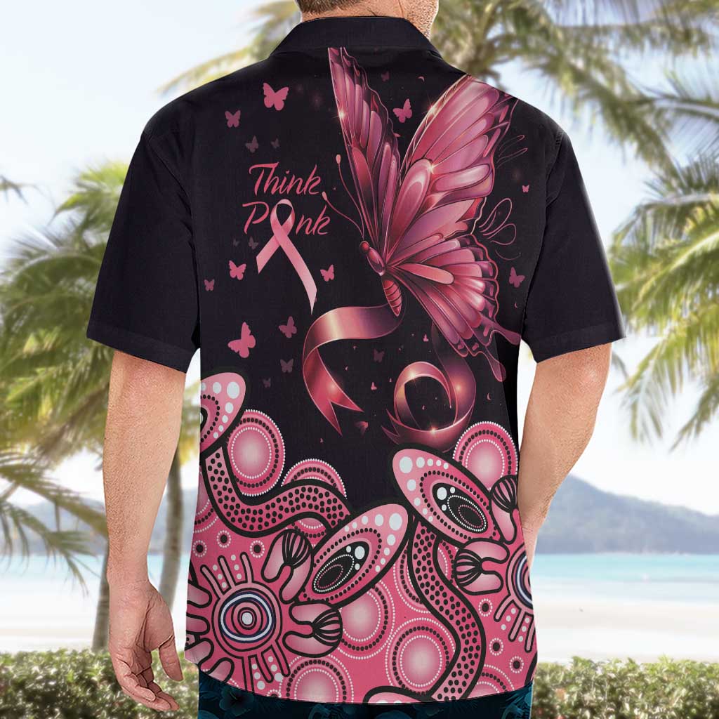 Think Pink Butterfly Ribbon Aboriginal Art Hawaiian Shirt - Vibe Hoodie Shop