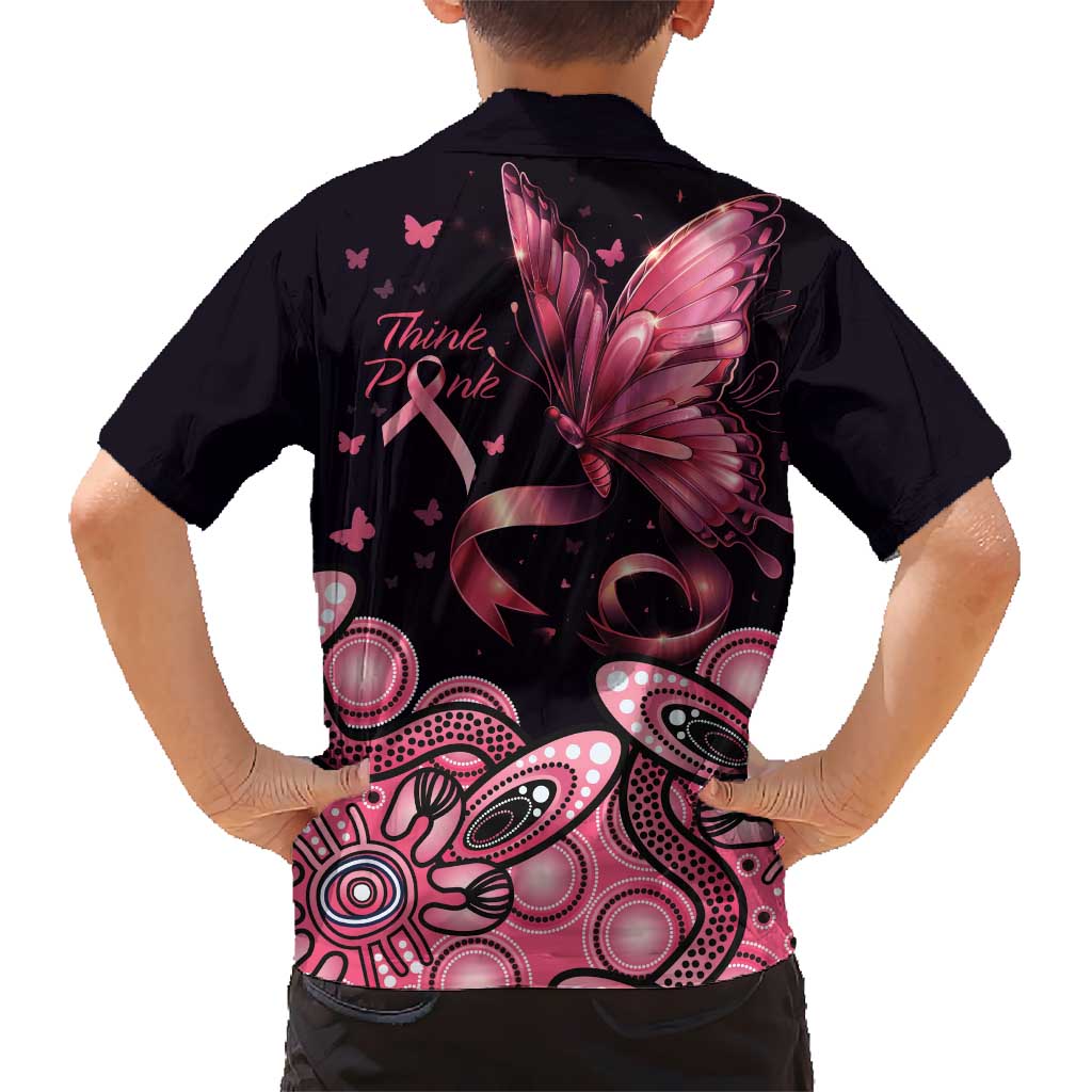 Think Pink Butterfly Ribbon Aboriginal Art Hawaiian Shirt - Vibe Hoodie Shop