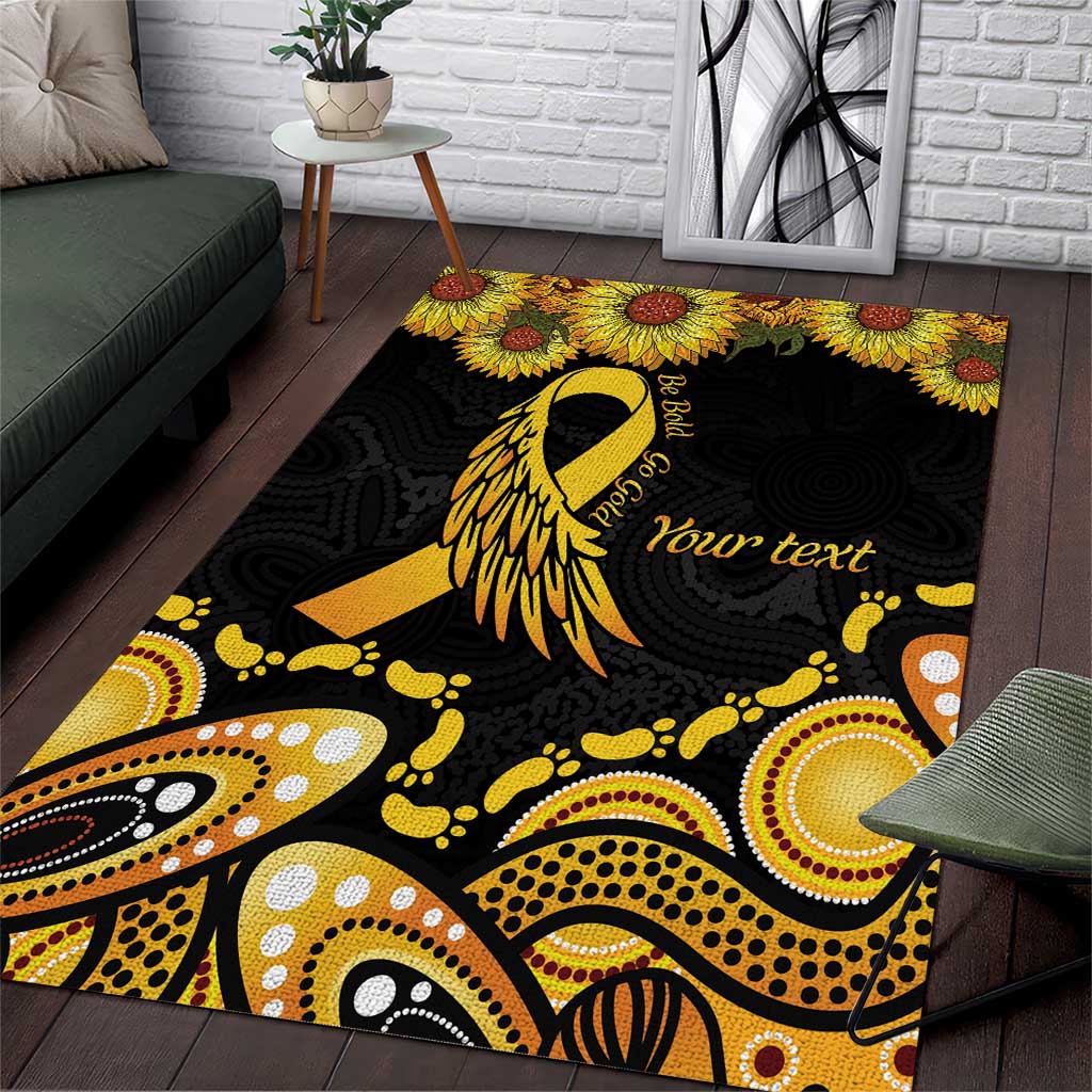 Be Bold Go Gold Aboriginal Ribbon Childhood Personalised Area Rug - Vibe Hoodie Shop