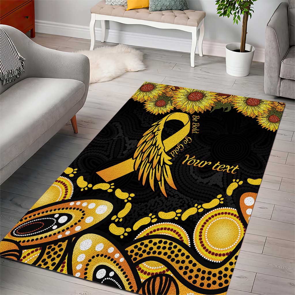 Be Bold Go Gold Aboriginal Ribbon Childhood Personalised Area Rug - Vibe Hoodie Shop