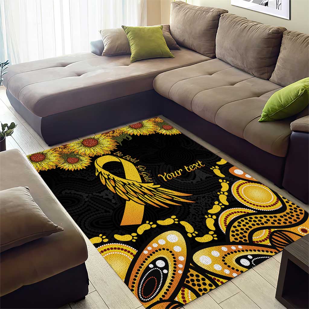 Be Bold Go Gold Aboriginal Ribbon Childhood Personalised Area Rug - Vibe Hoodie Shop