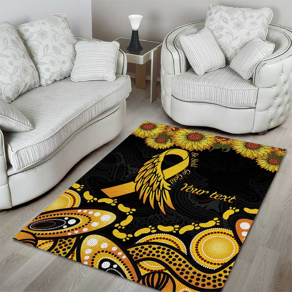 Be Bold Go Gold Aboriginal Ribbon Childhood Personalised Area Rug - Vibe Hoodie Shop