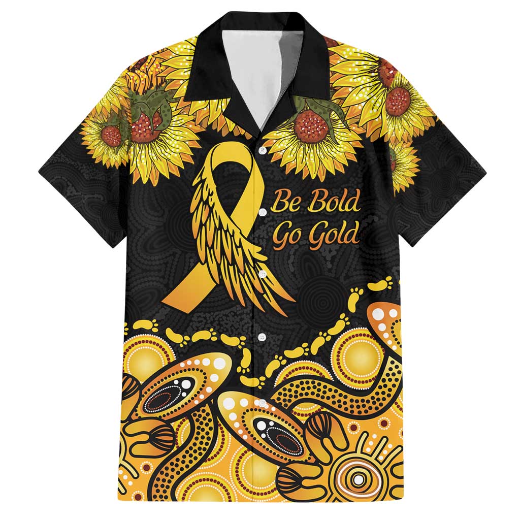 Be Bold Go Gold Aboriginal Ribbon Childhood Personalised Hawaiian Shirt - Vibe Hoodie Shop