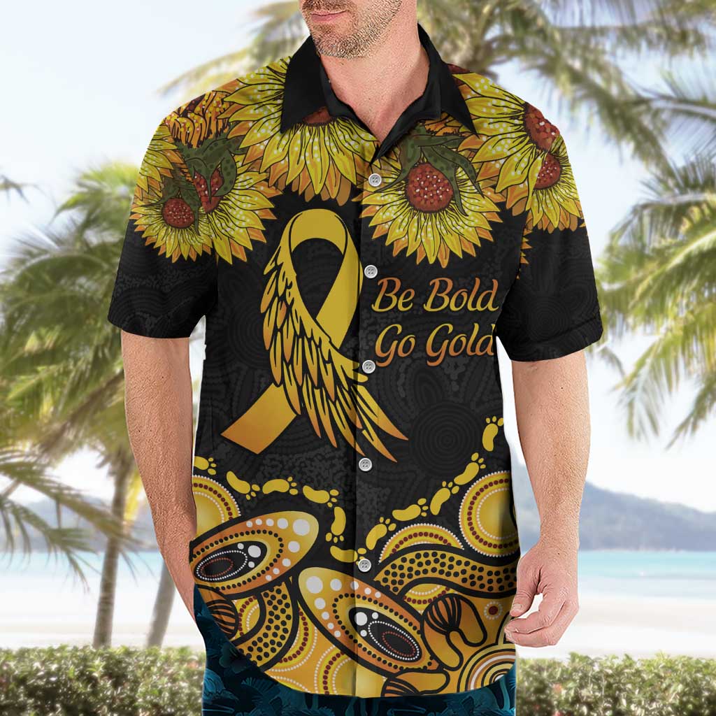 Be Bold Go Gold Aboriginal Ribbon Childhood Personalised Hawaiian Shirt - Vibe Hoodie Shop