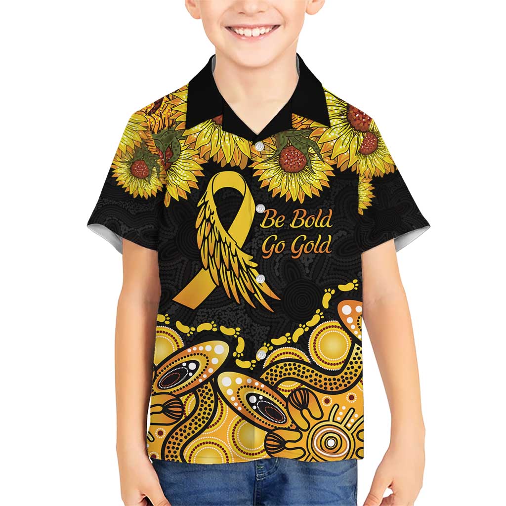 Be Bold Go Gold Aboriginal Ribbon Childhood Personalised Hawaiian Shirt - Vibe Hoodie Shop