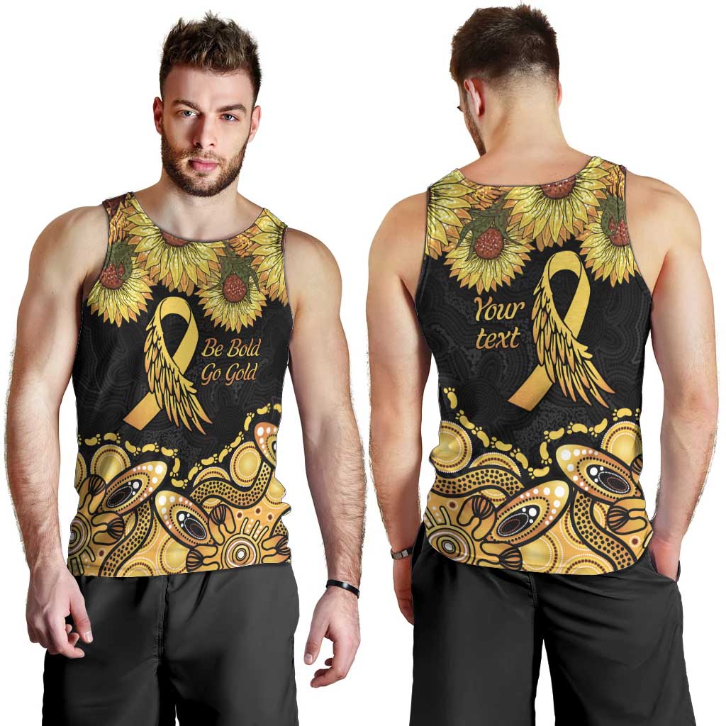 Be Bold Go Gold Aboriginal Ribbon Childhood Personalised Men Tank Top - Vibe Hoodie Shop