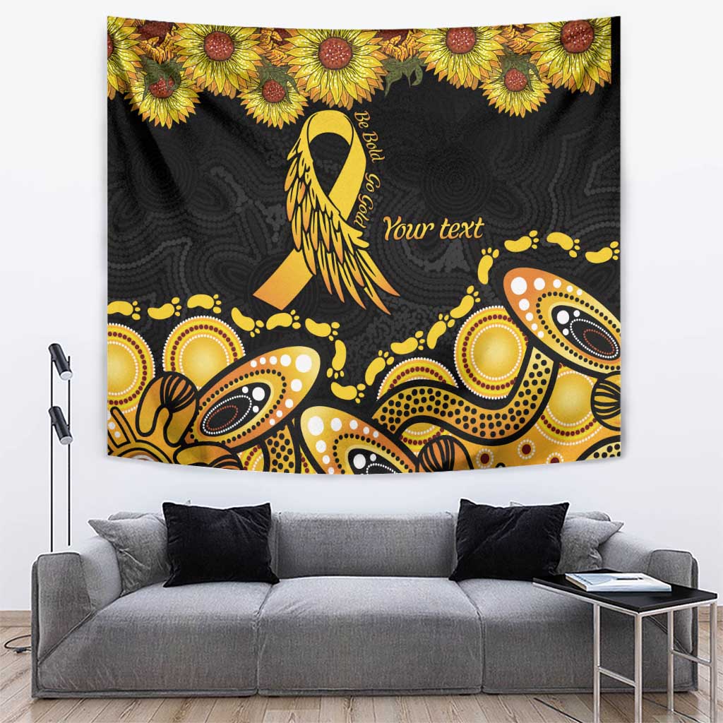 Be Bold Go Gold Aboriginal Ribbon Childhood Personalised Tapestry - Vibe Hoodie Shop