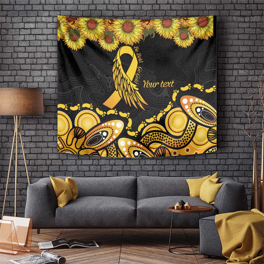 Be Bold Go Gold Aboriginal Ribbon Childhood Personalised Tapestry - Vibe Hoodie Shop