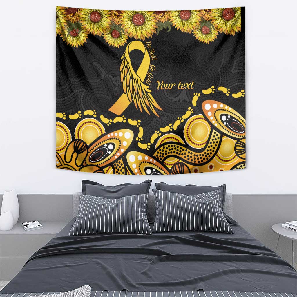 Be Bold Go Gold Aboriginal Ribbon Childhood Personalised Tapestry - Vibe Hoodie Shop