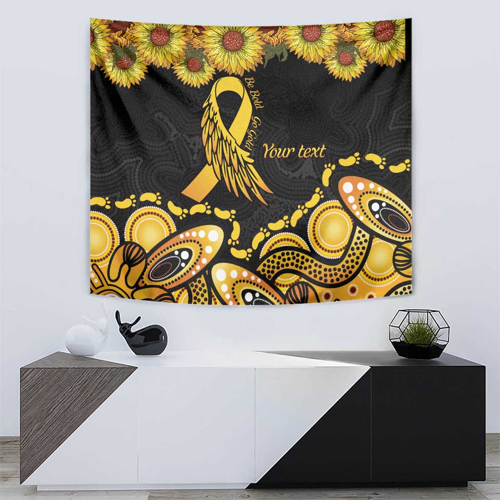 Be Bold Go Gold Aboriginal Ribbon Childhood Personalised Tapestry - Vibe Hoodie Shop