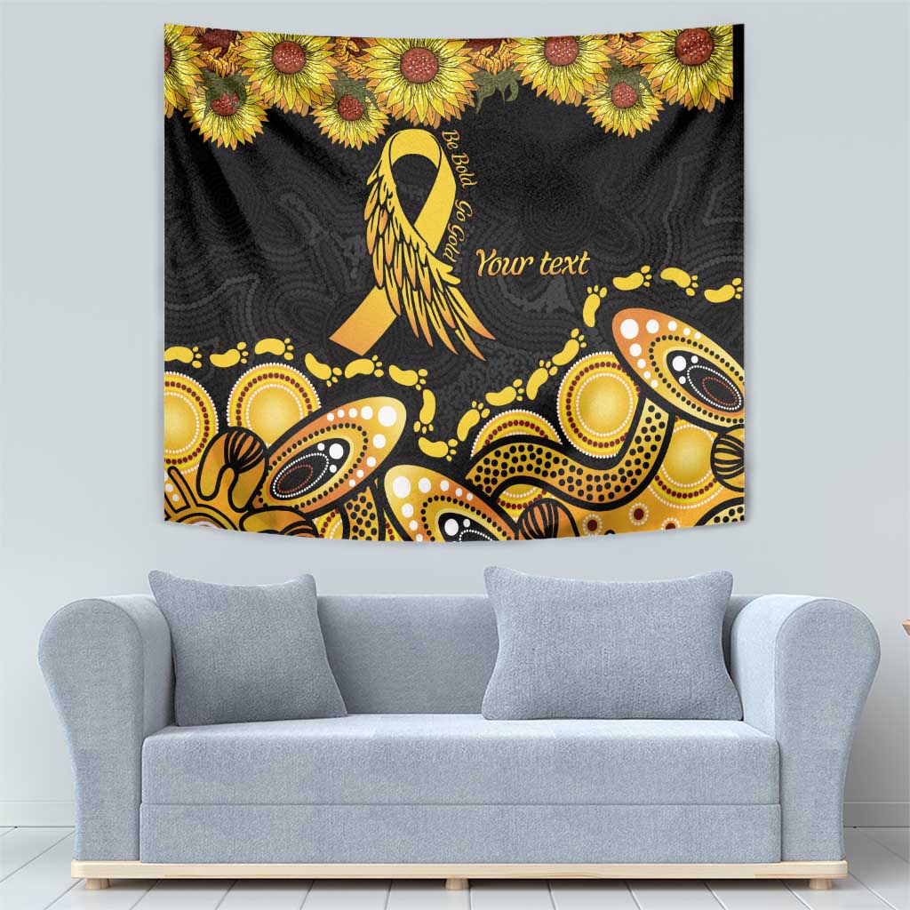 Be Bold Go Gold Aboriginal Ribbon Childhood Personalised Tapestry - Vibe Hoodie Shop