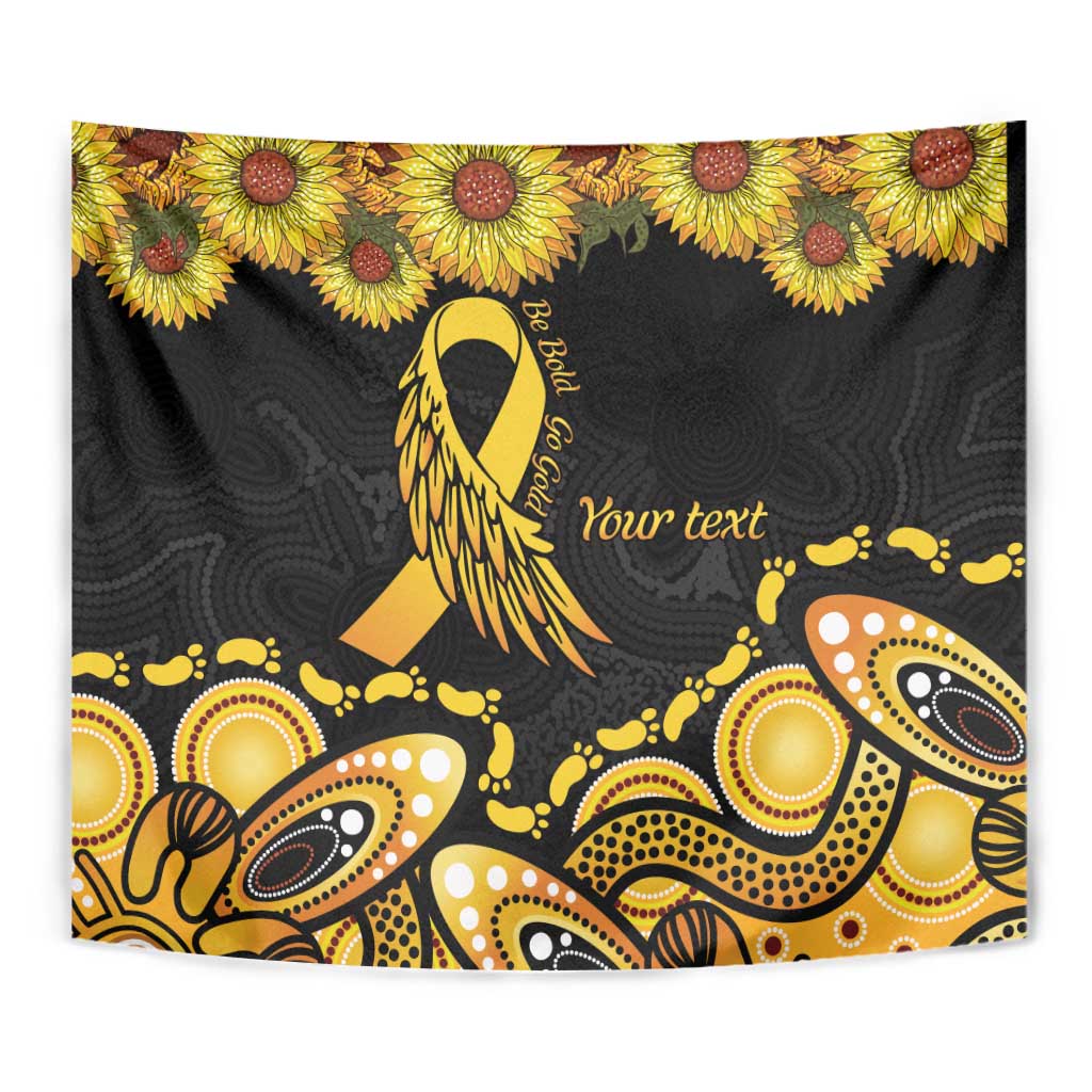 Be Bold Go Gold Aboriginal Ribbon Childhood Personalised Tapestry - Vibe Hoodie Shop