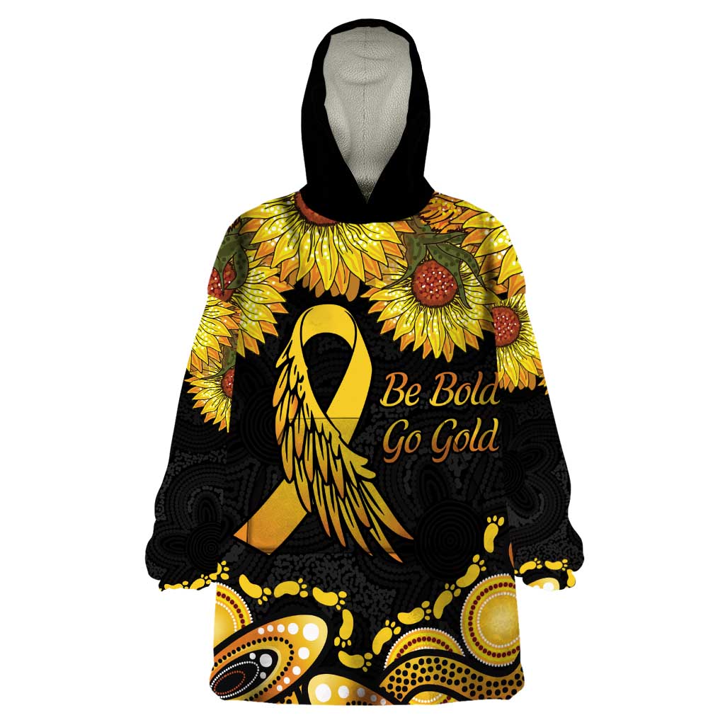 Be Bold Go Gold Aboriginal Ribbon Childhood Personalised Wearable Blanket Hoodie - Vibe Hoodie Shop