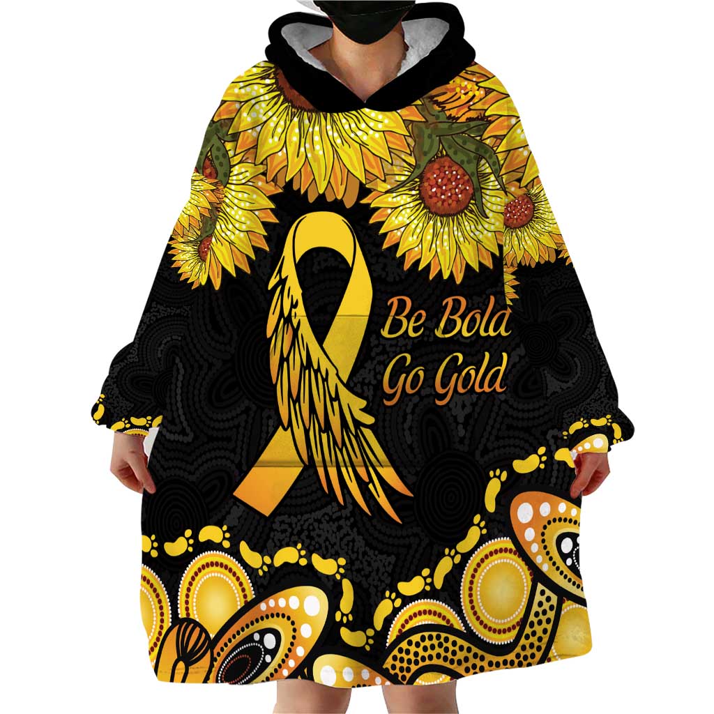 Be Bold Go Gold Aboriginal Ribbon Childhood Personalised Wearable Blanket Hoodie - Vibe Hoodie Shop