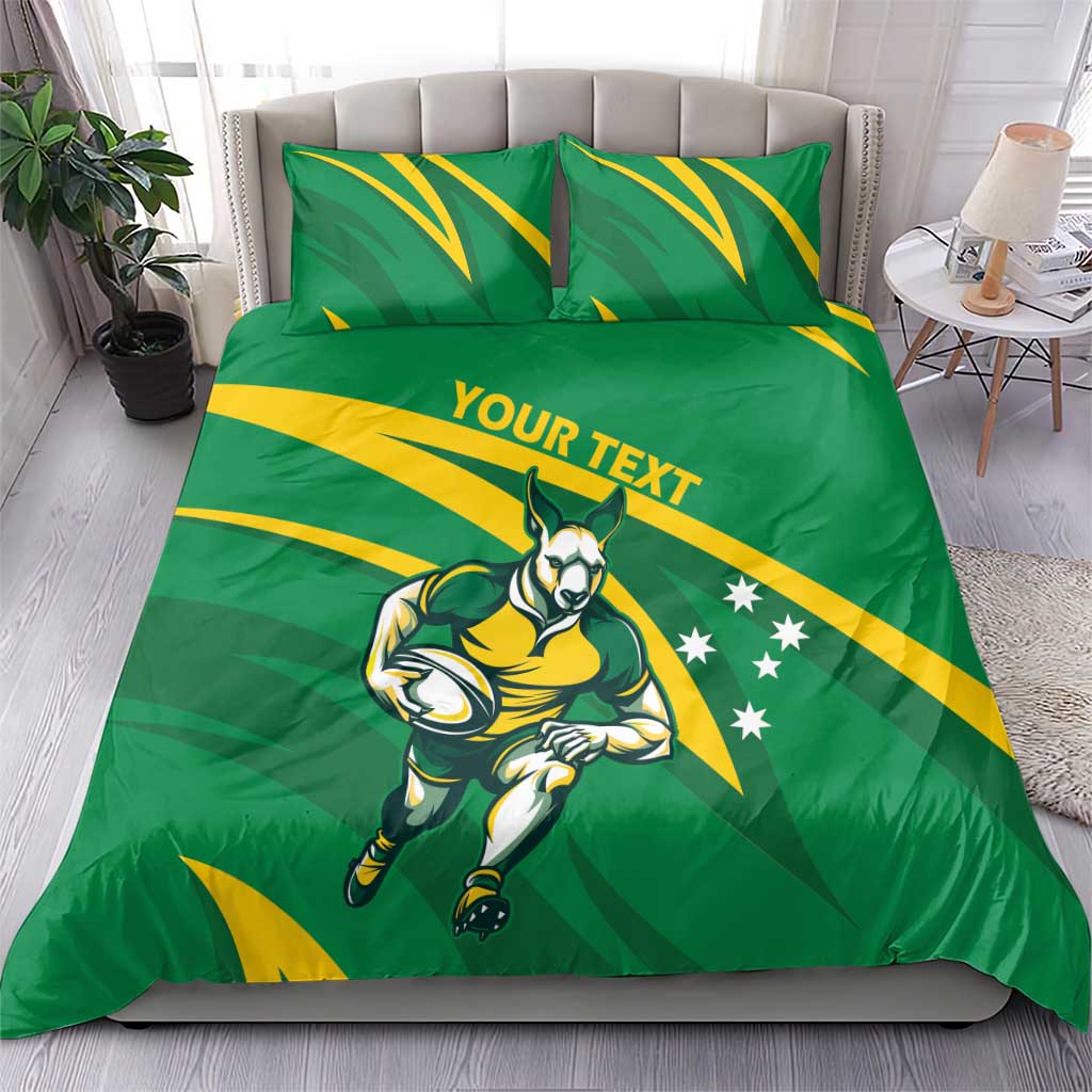 Personalized Australia Rugby Champion Bedding Set Wallabies Mascot with Sporty Style - Vibe Hoodie Shop