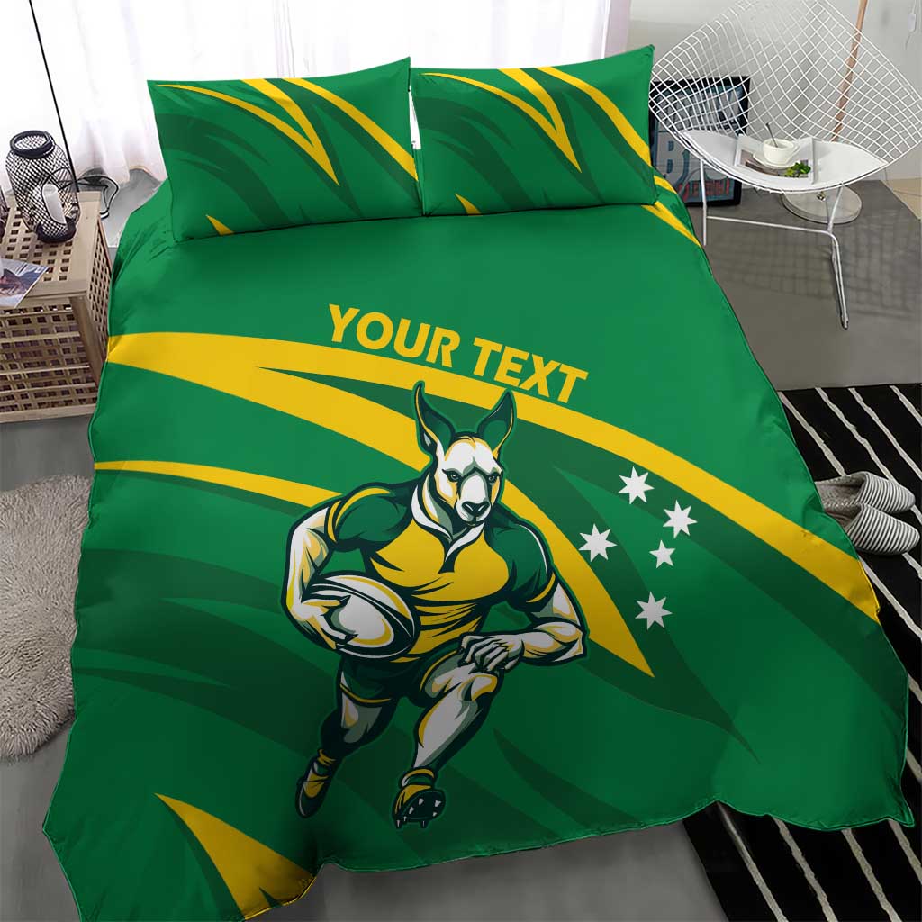 Personalized Australia Rugby Champion Bedding Set Wallabies Mascot with Sporty Style - Vibe Hoodie Shop