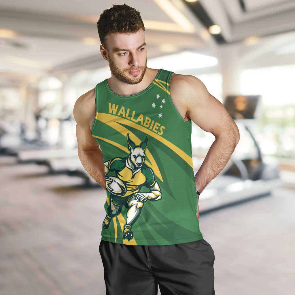Personalized Australia Rugby Champion Men Tank Top Wallabies Mascot with Sporty Style - Vibe Hoodie Shop