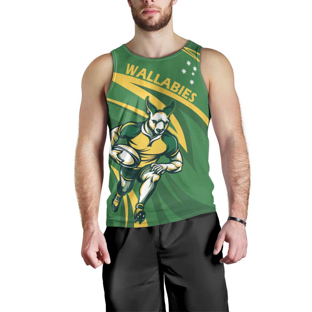 Personalized Australia Rugby Champion Men Tank Top Wallabies Mascot with Sporty Style - Vibe Hoodie Shop