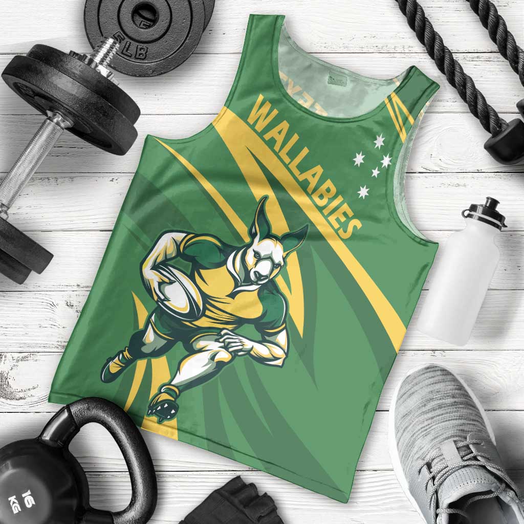 Personalized Australia Rugby Champion Men Tank Top Wallabies Mascot with Sporty Style - Vibe Hoodie Shop