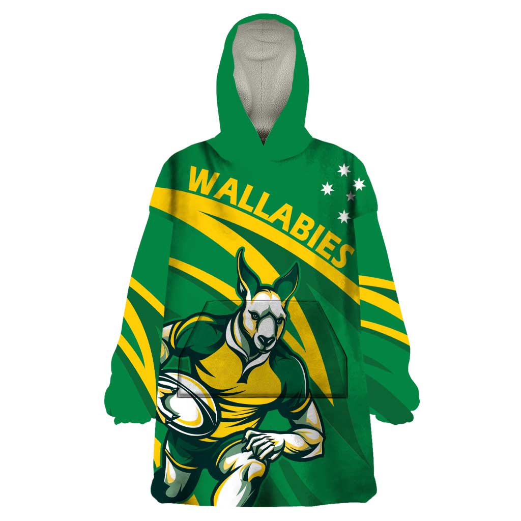 Personalized Australia Rugby Champion Wearable Blanket Hoodie Wallabies Mascot with Sporty Style - Vibe Hoodie Shop