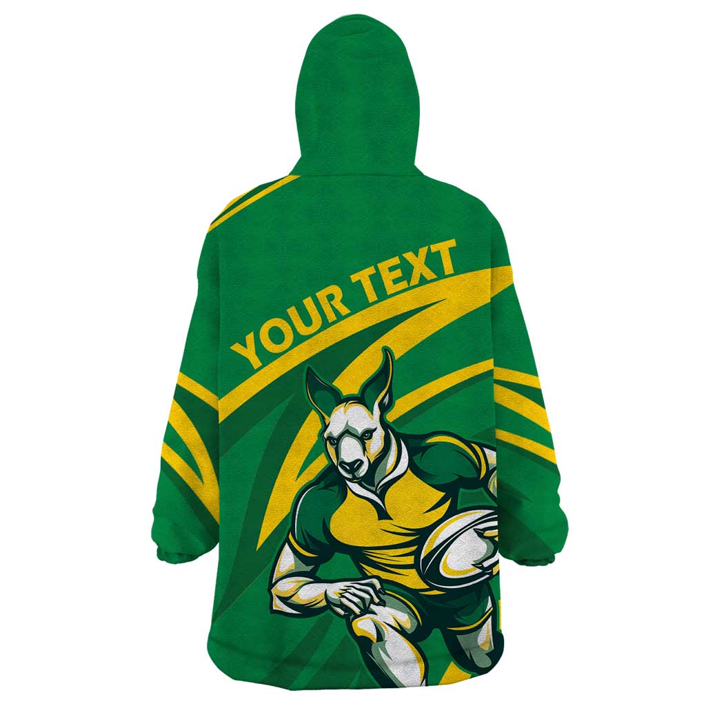 Personalized Australia Rugby Champion Wearable Blanket Hoodie Wallabies Mascot with Sporty Style - Vibe Hoodie Shop