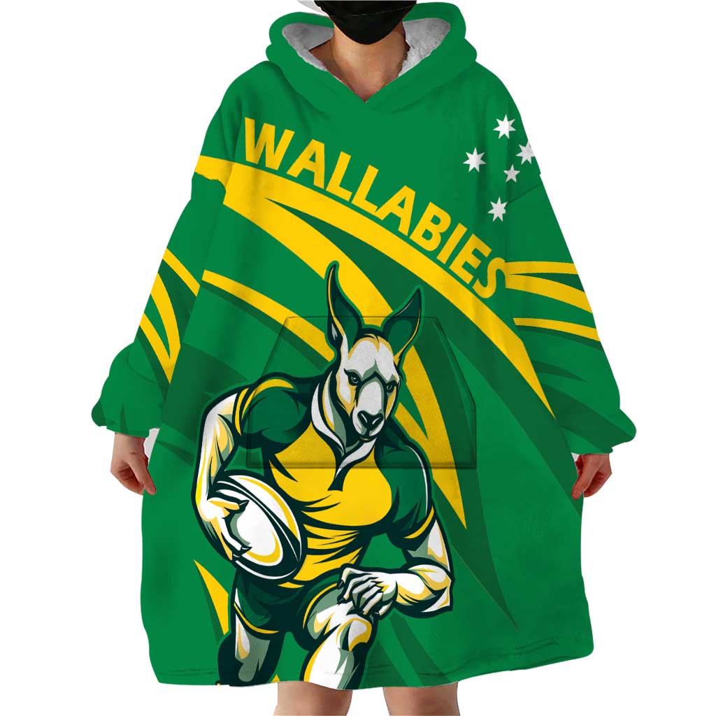 Personalized Australia Rugby Champion Wearable Blanket Hoodie Wallabies Mascot with Sporty Style - Vibe Hoodie Shop