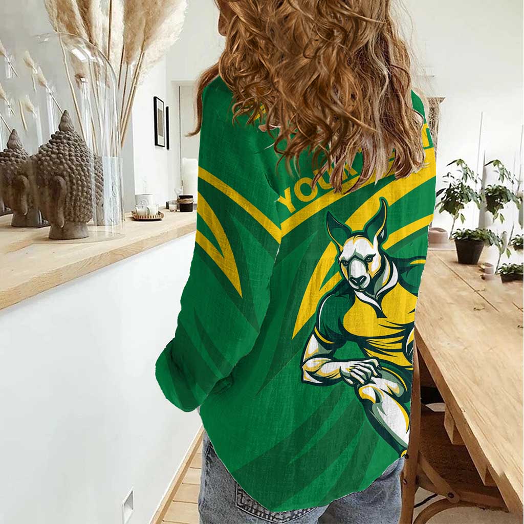 Personalized Australia Rugby Champion Women Casual Shirt Wallabies Mascot with Sporty Style - Vibe Hoodie Shop